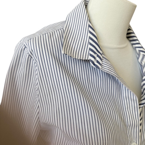 CHICOS TUNIC TOP STRIPED TIE WAIST LONG SLEEVES COASTAL GRANDMA NAUTICAL 8-10 - Picture 4 of 12